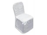 White Satin Stripe Hotel Chair Cover
